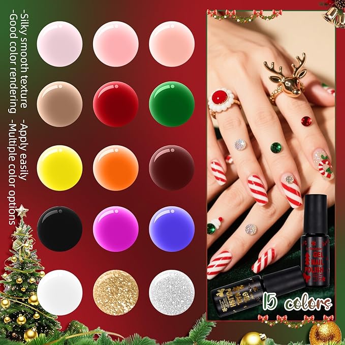 Nail Polish Advent Calendar 202524-Piece Nail Varnish Advent Calendar Christmas Calendar for Women and Girls Nail Polish Colours Kit Nail Art Tool Glitter Decorations Care and Accessories