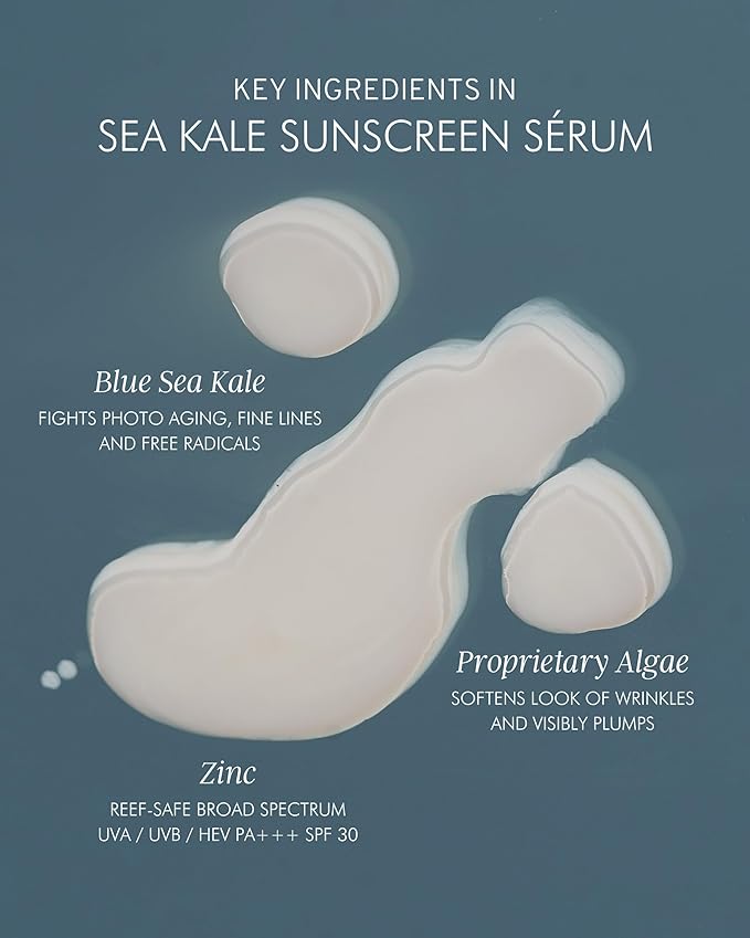 MARA - Sea Kale Sunscreen Serum SPF 30 with Algae + Zinc | Hydrating Face Oil to Help Reduce Visible Redness + Shield Skin from Blue Light + Pollution For All Skin Types (1 fl oz | 30 ml)