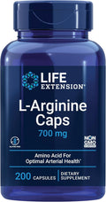 Life Extension L-Arginine Caps 700 mg Vitamin C &amp Amino Acid for Optimal arterial Health Supports Heart &amp Immune Health Healthy Tissue &amp Bones Gluten Free Non-GMO 200 Capsules