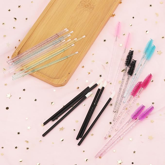 1500 PCS Disposable Mascara Applicators And Lip Applicators And Micro Cotton Swabs 500 Spoolies Mascara Wands 500 Lip Brushes 500 Micro Swabs Colorful Disposable Brushes Makeup Applicator Tool