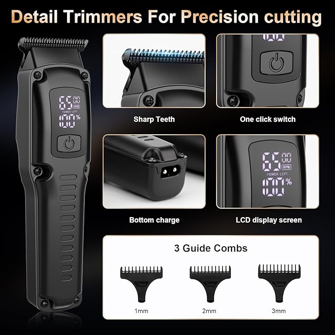 Professional Hair Clipper for Men 3 in 1 Hair Clipper Beard Trimmer and Electric Foil Shaver Set with LED Display Cordless Grooming Kit for Home Travel Barber Ideal Gift for Him
