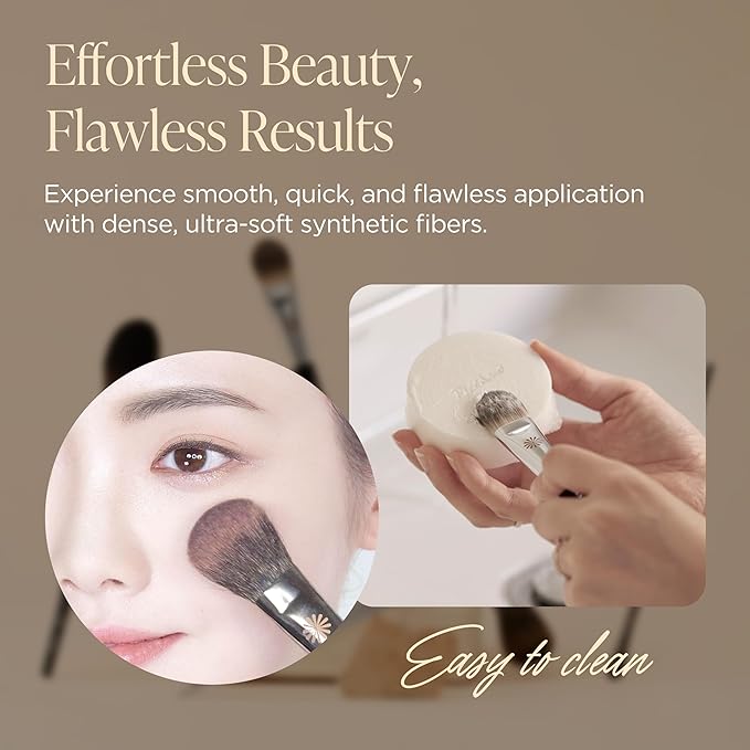 Piccasso 108 Blusher Brush ? Soft Gray Squirrel Hair for Smooth and Natural Cheek Makeup Fluffy Powder Applicator with Excellent Color Payoff Small Face Brush for Daily Use Professional Beauty