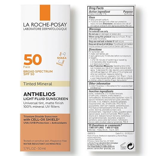 La Roche-Posay Anthelios Sunscreen SPF 50 Ultra-Light Fluid Broad Spectrum SPF 50 Face Sunscreen with Titanium Dioxide Mineral Lightweight &amp Fast-Absorbing Oil-Free Matte Finish