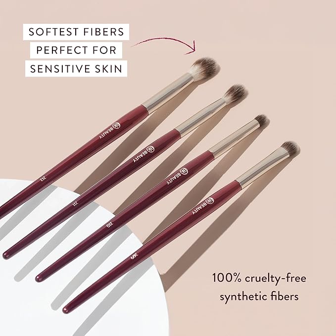 BK BEAUTY - CORE LINE EXTENSION EYE SET (4PC) - Professional Eyeshadow Brush Set for Precise Makeup Placement &amp Blending | Premium Eye Makeup Brushes for Flawless Application