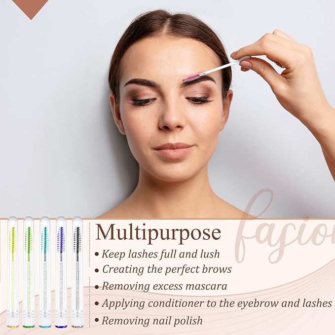 200 Pieces Mascara Wand Tube Set 100 Pcs Lash Spoolies for Eyelash Extensions 100 Pcs Diamond Empty Mascara Brush Disposable Colorful Eyebrow Applicator Makeup Tool Mix Color (Lovely)