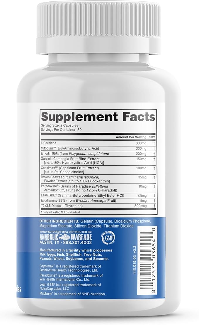 Anabolic Warfare Phena-Lean??T2 Premier Supplement from Thermogenic Body Composition Supplement ? Non-Stimulant ? 60 Capsules*