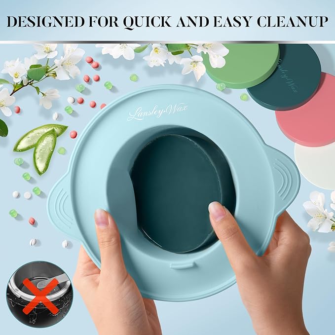 LANSLEYWAX Digital Waxing Kit for Women Men - Water Blue Waxing Machine with 39 Accessories - Hard Wax Kit for Arm Leg Brazilian Bikini Face Sensitive Skin Wax Warmer Hair Removal for Home/Salon Use