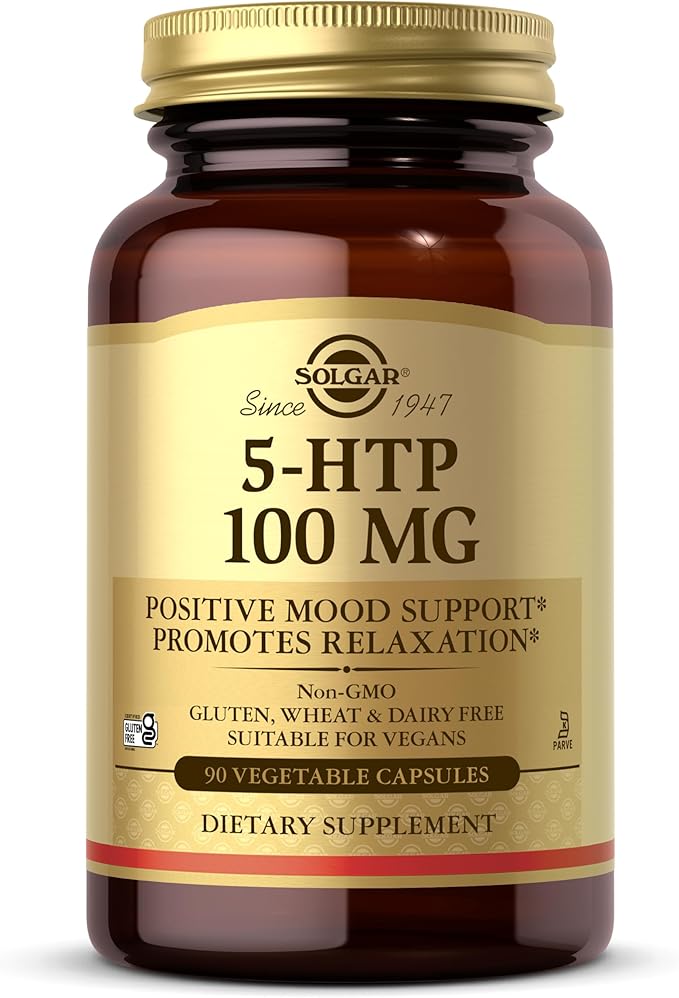 Solgar 5-HTP 100 mg 90 Vegetable Capsules - Promotes Relaxation - Positive Mood &amp Stress Support - Non-GMO Vegan Gluten Free Dairy Free Kosher - 90 Servings