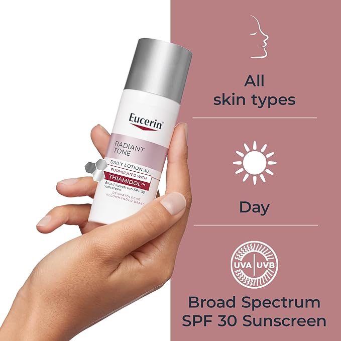 Eucerin Radiant Tone Daily Face Lotion with SPF 30 Dark Spot Corrector with Thiamidol Helps Visibly Reduce the Look of Dark Spots All Skin Types Holiday Gifts for Self Care 1.7 Fl Oz Bottle