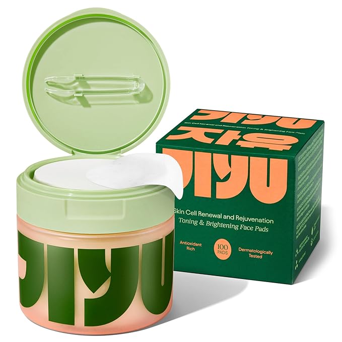 JiYu Toning Polish Pads - Korean Skincare for Dark Spots Wrinkles &amp Dull Skin - Hydrating Facial Treatment with Snail Mucin Niacinamide Peptides &amp Centella - 100 Count