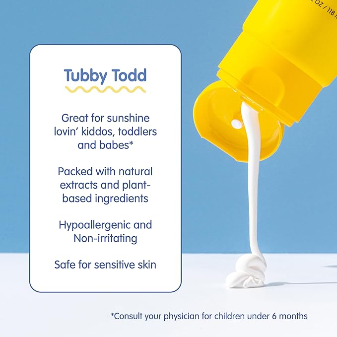 Tubby Todd Face and Body Mineral Sunscreen Kit for Baby Toddler and Kids - Sunscreen 4 Fl Oz and Sunstick 0.5 Oz Duo Bundle - Fragrance-Free