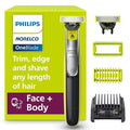 Philips Norelco for Face + Body Electric Beard Trimmer Shaver and Groomer 5in1 Adjustable Comb 1x Body Kit Model QP2834/70 Black/Lime Green
