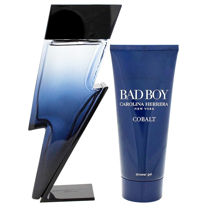 Bad Boy Cobalt Electrique Set by Carolina Herrera for Men - 2 Pc Gift Set 3.4oz EDP Spray 3.4oz Shower Gel