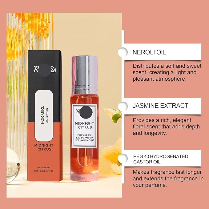 Charming Orange Blossom Rollerball Perfume - Fresh Light Scent For Daily &amp Casual Wear Unisex Fruity Fragrance With Long-lasting Appeal(2PCS)