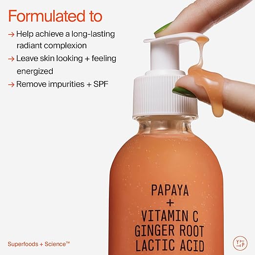 Youth To The People Superfruit Facial Cleanser - Papaya + Vitamin C Gentle Exfoliating Face Wash Cellular Skin Renewal with AHA + BHA Evens Skin Tone &amp Texture for Soft + Radiant Skin Sulfate-f