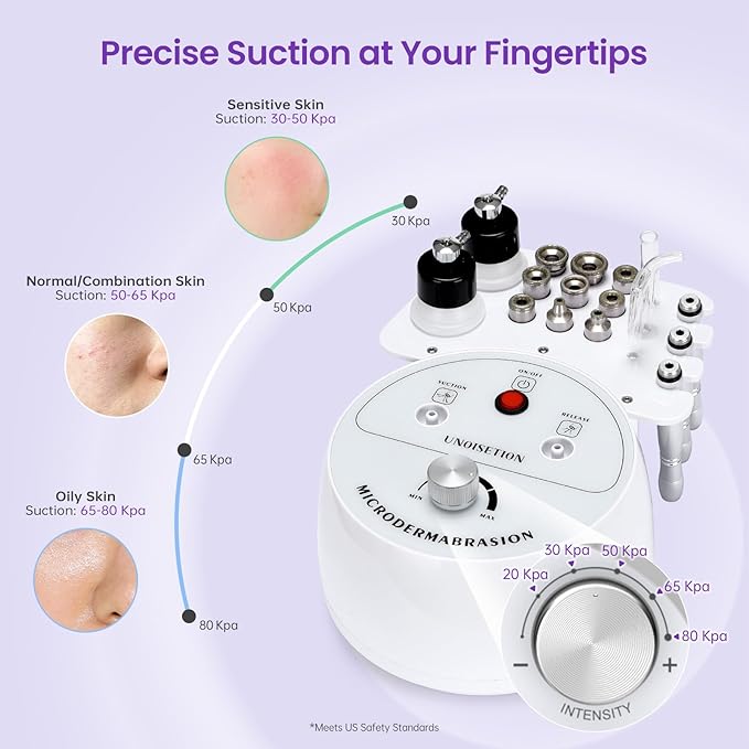 UNOISETION Diamond Microdermabrasion Machine Professional 3 in 1 Dermabrasion Facial Peeling Skin Care Device for Salon Personal Home Use