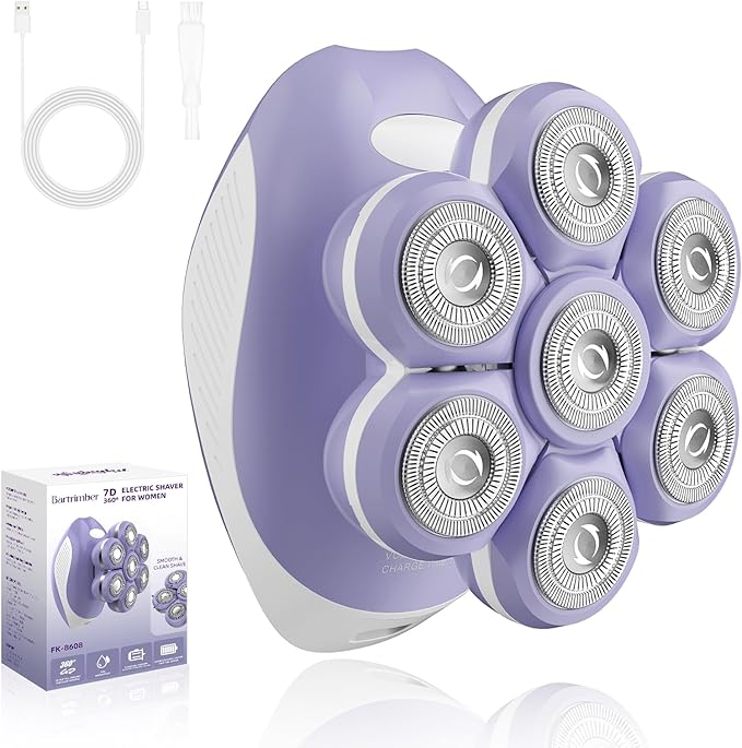 7D Electric Razor for Women: Fast &amp Painless Full-Body Shaver for Legs &amp Face ? Waterproof Hair Remover with Light &amp Travel Cover ? Wet/Dry Use Smooth Close Shave Birthday Christmas Gift