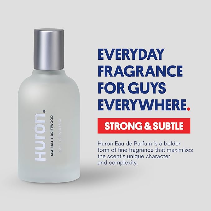 Huron Men?™s Cologne - Eau de Parfum for Everyday Wear - Clean Aromatic Notes of Mandarin Cardamom Blue Sage Lavender &amp Ocean Air - Long Lasting - Safe Clean Ingredients - 1.7 Fl. Oz.