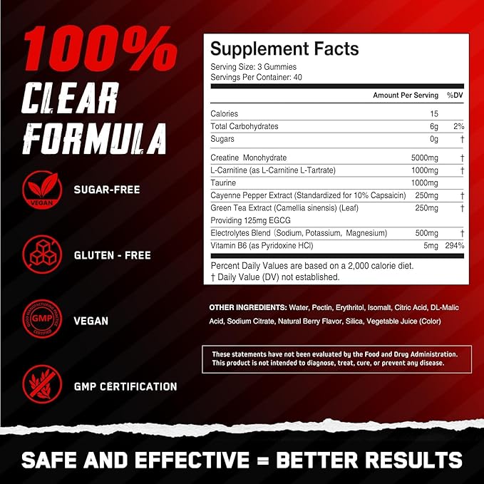 Creatine Monohydrate Gummies for Men &amp Women Sugar-Free Vegan Chewable travel creatine packets(8g Per Packet) with Taurine for Muscle Energy Focus Support Pre Workout Nutrition Supplements120