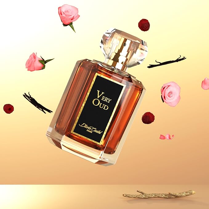 Very Oud Gift Set - Woody Amber Fragrance - Perfume for Women and Body Lotion - Notes of Vanilla Raspberry Rose Lychee Leather - 3 pc