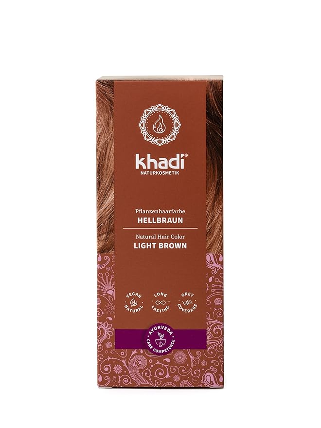 khadi LIGHT BROWN Natural Hair Color - Hair dye for light warm fawn brown with lively reddish reflections - 100% herbal &amp natural - 3.5 oz