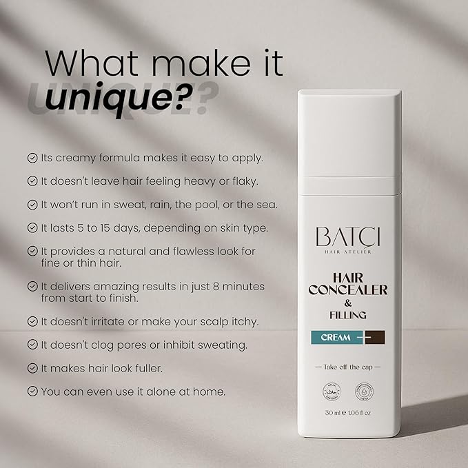 Batcı Hair Concealer &amp Filling Cream for Bald Spots &amp Thinning Hair ? Waterproof Sweat-Proof Scalp Coverage ? Natural Root Touch-Up Cream for Men &amp Women ? 30ml