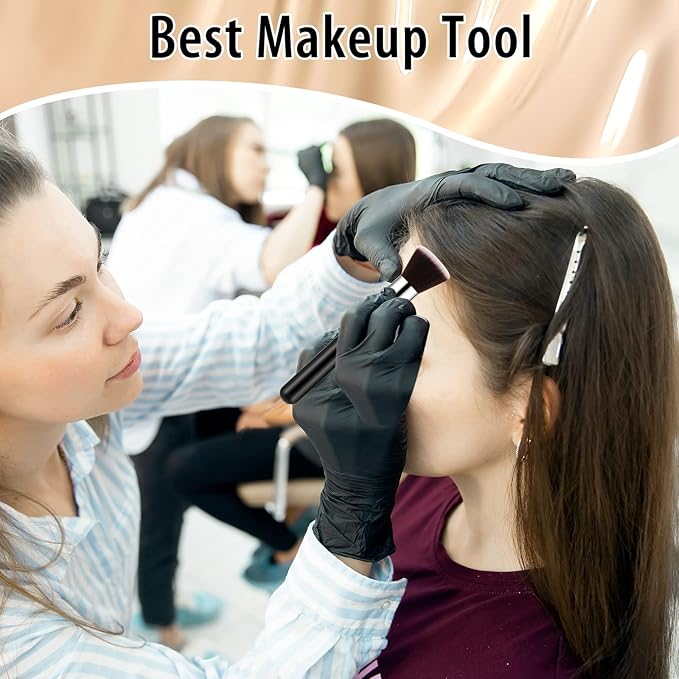 Baderke 20 Pcs Flat Top Foundation Brush Kabuki Cosmetics Synthetic Dense Face Blush Makeup Brush for Liquid Cream Powder Blending Buffing Stippling Face Makeup Tools