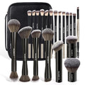 MAANGE 20 PCS Makeup Brush Set with Bag Double-ended Kabuki Brush Foundation Contour Brush for Liquid Powder Concealer Eye Shadows Cream Cosmetics Blending Blush Face Makeup Tools with Case (Black)