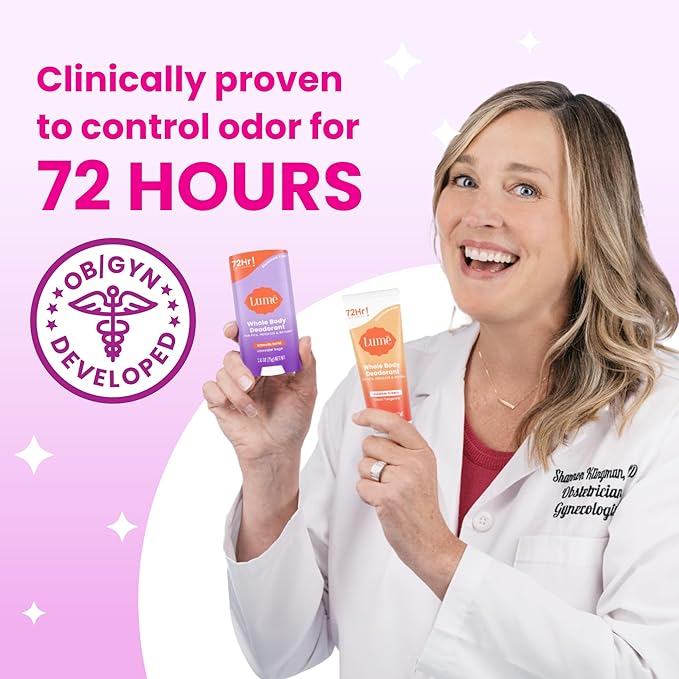 Lume Whole Body Deodorant - Invisible Cream Tube and Solid Stick - 72 Hour Odor Control - Aluminum Free Baking Soda Free Skin Loving - 3.0 Ounce Tube and 2.6 Ounce Solid Stick Bundle (Fresh Alpine)