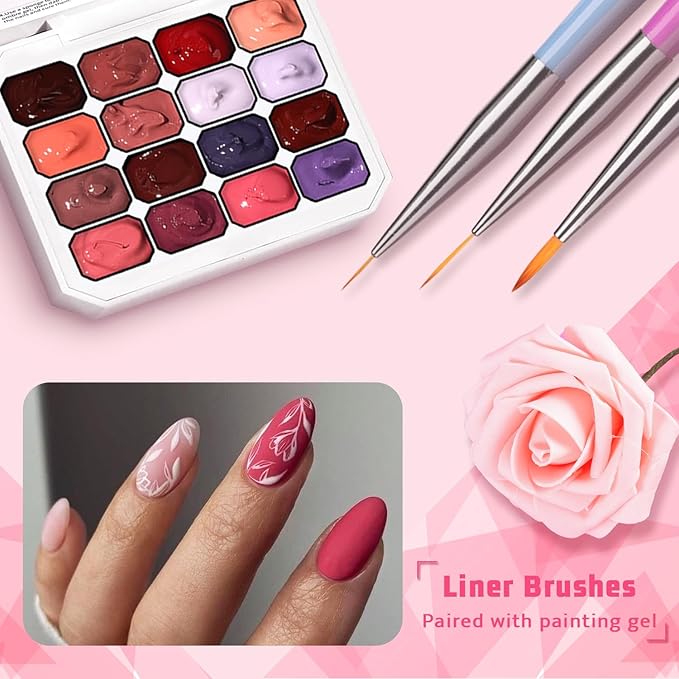 Sponge Pat Paint Nail Gel Ombre Nails Gradient Gel Nail Blush Blooming Aura Nails Drawing Stripper Floral Painting DIY Nail Art No Wipe UV/LED Curing (16 Colors M)