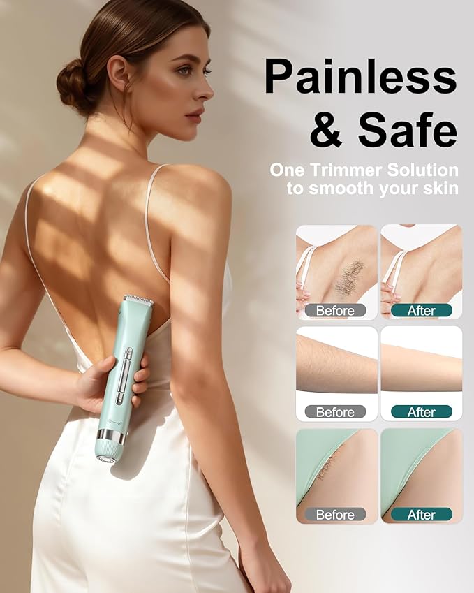 Bikini Trimmer Women 2-in-1 Electric Lady Shavers for WomenSmooth &amp Flawless Facial Hair Remover &amp Eletric Shaver for Face Bikini Line Body &amp Legs Waterproof USB Rechargeable Ideal