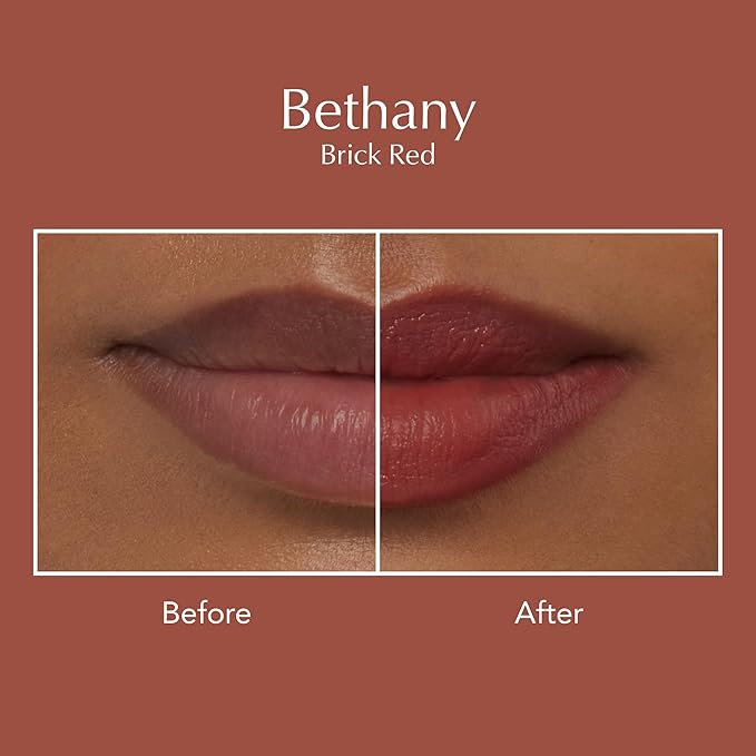 Thrive Causemetics Impact-FULL Smoothing Lipstick Moisturizing Lip Makeup Essential with Vitamin E Lightweight Creamy Lipstick for Women Long Lasting Vegan Shade Bethany (Brick Red)