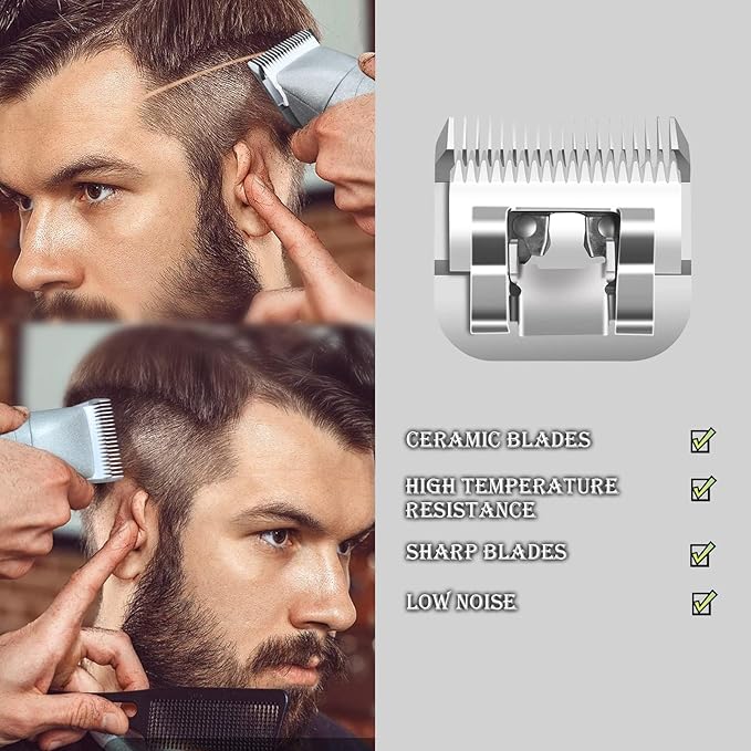 000 Detachable Replacement Ceramic Blades SetCut Length 1/50-Inch（0.5MM）compatible with Andis/oster Classic 76/Star-Teq/Power-Teq/A5 Clipper (2 Pack)
