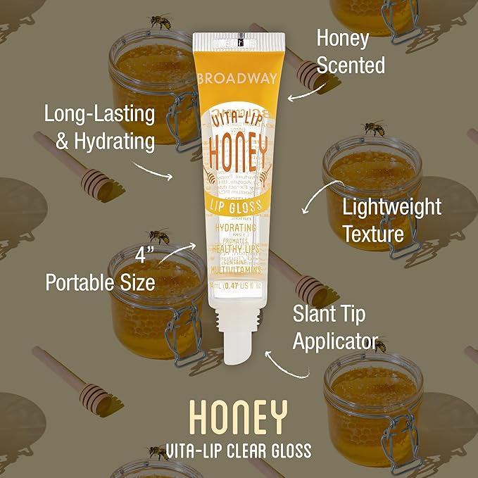 Ruby Kisses Broadway Vita-Lip Clear Lip Gloss (48 Pack) Ultra-Hydrating &amp Soothing Formula with Vitamins High-Shine Non-Sticky Finish Lip Balm with Mint Rosehip Coconut Mango Argan Honey S