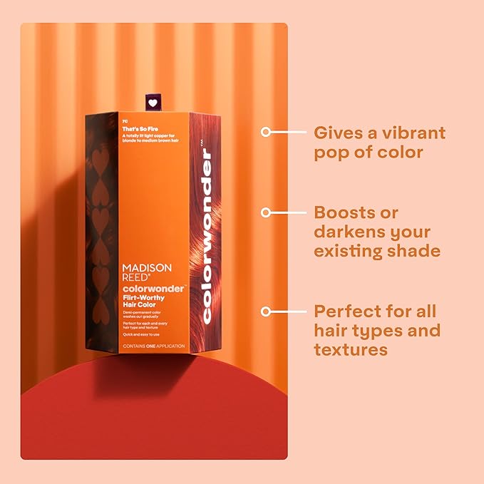 Madison Reed colorwonder Demi-Permanent Hair Color Effortless At-Home Hair Dye Ammonia-Free Cruelty-Free That's So Fire (7C Light Copper) Pack of 2
