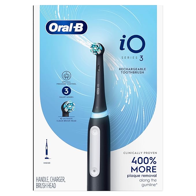 Oral-B iO3 Electric Toothbrush (1) with (1) Ultimate Clean Brush Head and (1) Charger Black