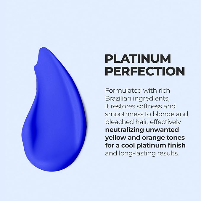Robson Peluquero Blue Toning Kit | Hair Toner Gloss + Shampoo | Icy Platinum Ash &amp Silver Blonde for Brassy Hair Bleached Highlights Neutralizes Orange &amp Copper Tones - 2x10.1 Fl Oz