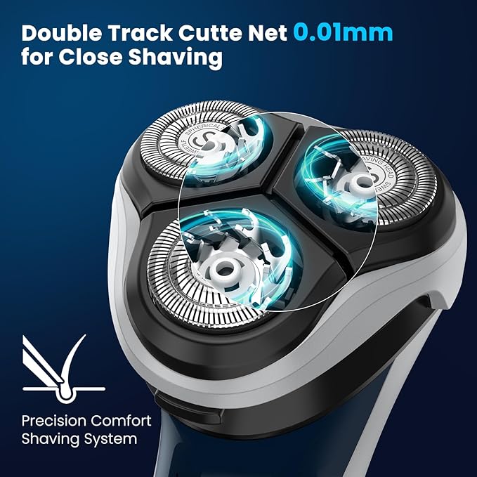 SweetLF Electric Razor for Men with Pop-Up Trimmer IPX7 Waterproof Electric Shaver Rechargeable Cordless Shavers for Men Type-C 120Mins Runtime Plug &amp Play Blue