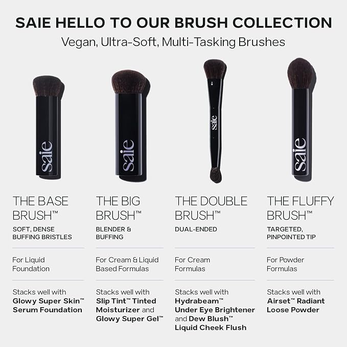 Saie The Base Foundation Brush for Liquid Makeup - Ultra-Soft Makeup Brush with Cruelty-Free Synthetic Bristles - Designed for Foundation Skin Tints &amp Cream Bronzers (1 Count)
