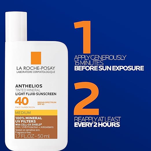 La Roche-Posay Anthelios Sunscreen SPF 50 Ultra-Light Fluid Broad Spectrum SPF 50 Face Sunscreen with Titanium Dioxide Mineral Lightweight &amp Fast-Absorbing Oil-Free Matte Finish