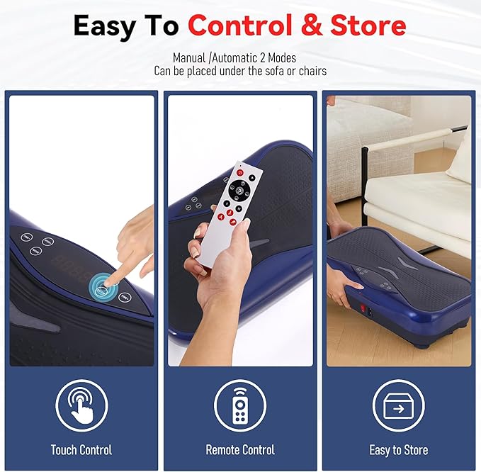 Whole Body Vibration Plate Exercise Machine ? Power Vibrating Plate for Lymphatic Drainage Weight Loss Shake Plate Exercise Platform with Touch Screen &amp Resistance Bands Equipment for Women Men