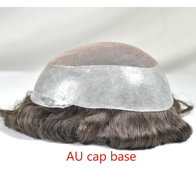 Men?™s Toupee 10x8inch Hair Pieces for Men 100% European Virgin Human Hair Replacement System Natural Hairline Topper AU Middle Lace with PU around (#2 color)