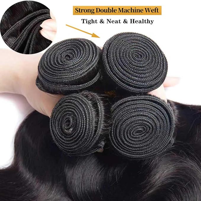 Human Hair Bundles 14 16 18 20 Inch Body Wave Bundles Human Hair Unprocessed Brazilian Virgin 4 Bundles Natural Black for Women