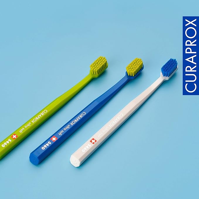 Curaprox CS 5460 Ultra-Soft Toothbrush ? for Sensitive Teeth &amp Gums | Gentle Plaque Removal | 3-Pack |Random Colour
