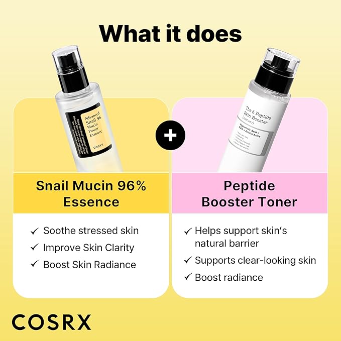 COSRX Snail Mucin 96% Peptide Booster Set - Amazon Exclusive - Korean Skin Care Gift Sets Skin Care Sets for Women Advanced Snail Mucin Serum Face Serum Stocking Stuffers for Women