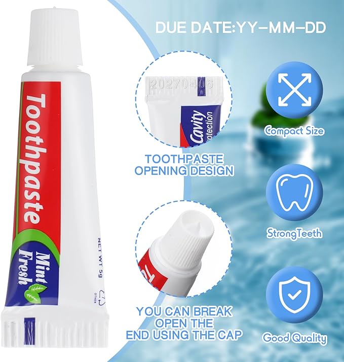 Mini Toothpaste Bulk Regular Clean Mint Toothpaste for Bad Breath Helps Freshens Breath Whitens Teeth Travel Size 0.18oz for Home Hotel Office School Camping