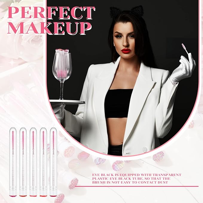 200 Pieces Mascara Wand Tube Set 100 Pcs Lash Spoolies for Eyelash Extensions 100 Pcs Diamond Empty Mascara Brush Disposable Colorful Eyebrow Applicator Makeup Tool Mix Color (Cute)