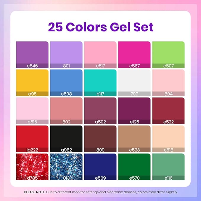 Beetles Gel Nail Polish Set 25 Colors Color Dairy Polish Kit Nude Black Brown Red Color Gel Nails with Base Coat Glossy &amp Matte Top Coat Colorful Bottles UV Led Soak Off Gifts for Women