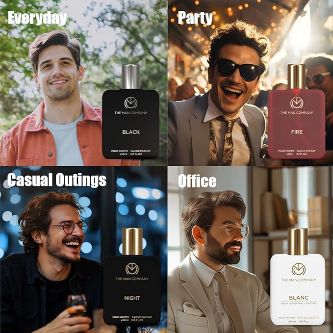 The Man Company Perfume Gift Set for Men 4 * 50ml- A Gentleman's Choice | Premium Long-Lasting EDP &amp EDT For Men | For Party Outing Office &amp Date
