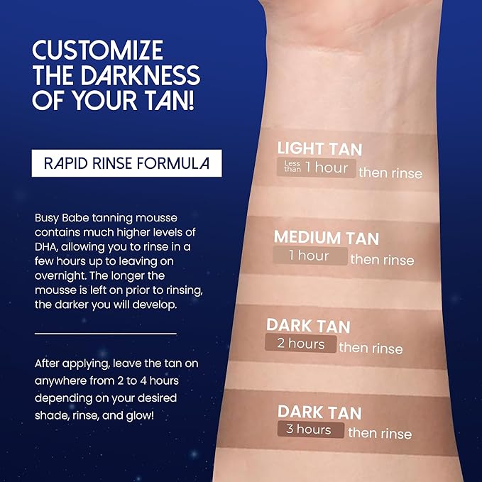 Self Tanner - Cabo Nights Express Rapid Dark Tanning Mousse - Deeper Sun-Kissed Glow with Mitt - Vegan Cruelty-Free Instant Tan Self Tanning Mousse Pump - Express Violet based- 7.2 oz